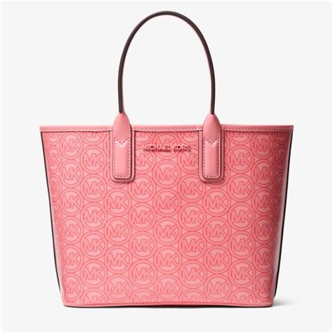 michael kors tote pink grapefruit|Jodie Small Logo Jacquard Tote Bag .